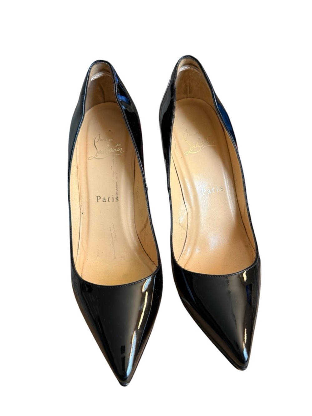 Christian Louboutin Black Patent Pointed-Toe Pumps